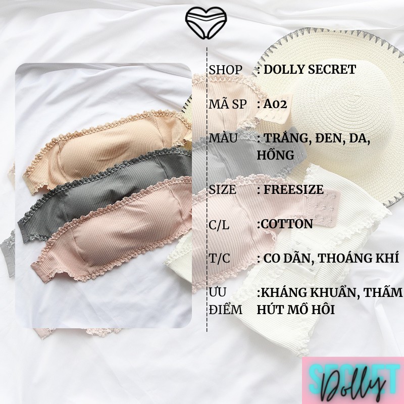 Áo lót nữ áo BRA len tăm viền ren hoa có 3 nấc cài có đệm mỏng không dây chống tuột cao cấp DOLLY SECRET A02 | BigBuy360 - bigbuy360.vn
