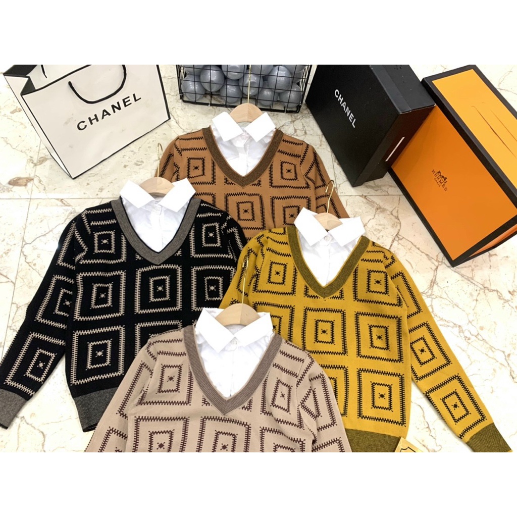 Áo len nữ tay dài, áo len kẻ ô phối cổ sơ mi siêu dễ thương chất len mềm mịn kiểu dáng gọn gàn form dễ mặc dễ phối đồ | BigBuy360 - bigbuy360.vn