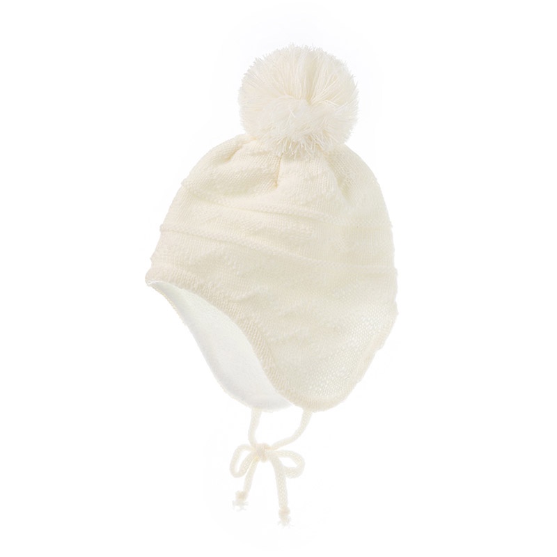 Nón Len Trùm Đầu Đính Quả Bông Dễ Thương Cho Bé