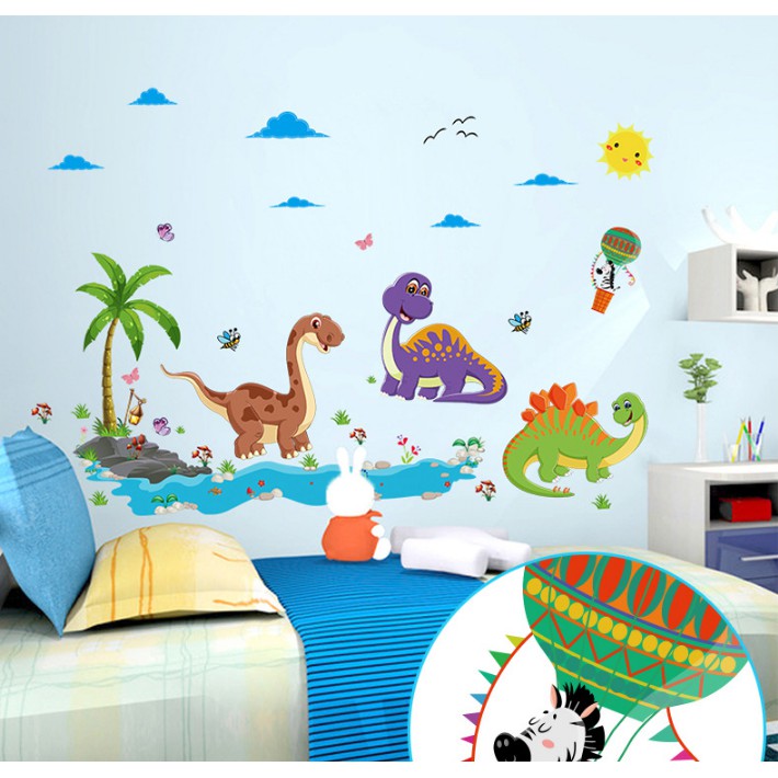 Decal trang trí 3 Chú Khủng Long đáng yêu
