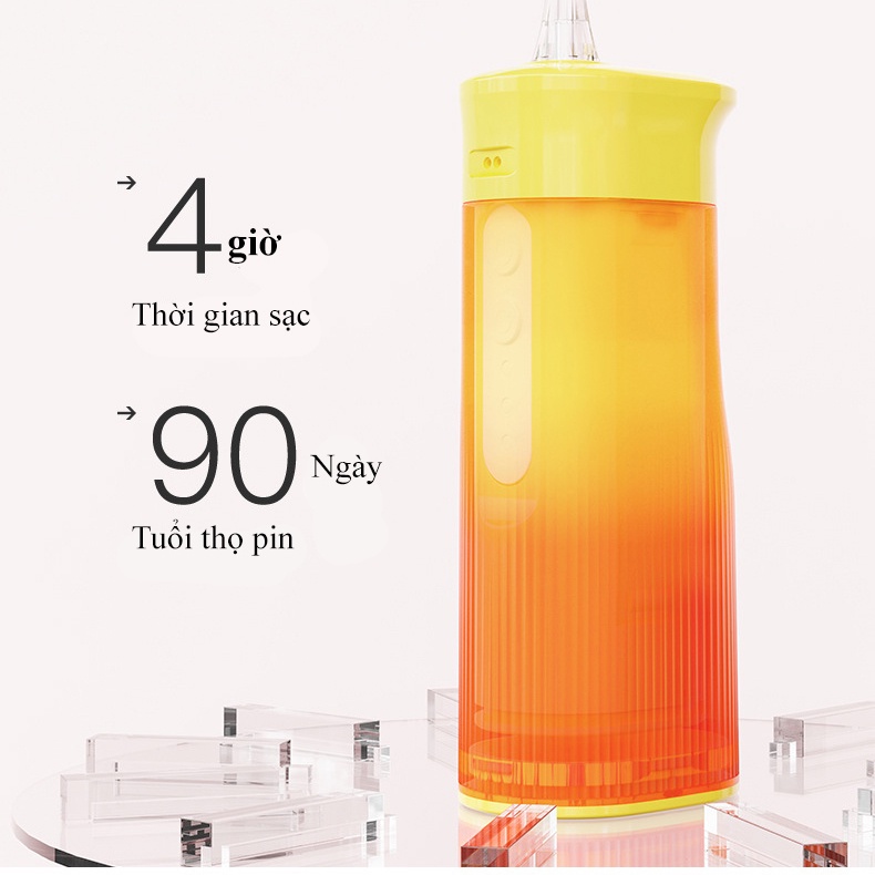 Tăm Nước Tích Hợp Pin Tuổi Thọ 90 Ngày Có 3 Chế Độ Chăm Sóc Răng Giúp Giảm 98% Mảng Bám Thức Ăn Bảo Vệ Lợi