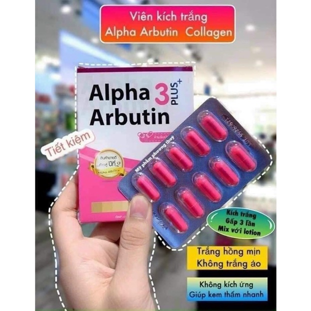 Combo dưỡng thể kích trắng Thái lan Alpha arbutin gồm dưỡng thể lotion 500ml và viên kích trắng Albutin Uv