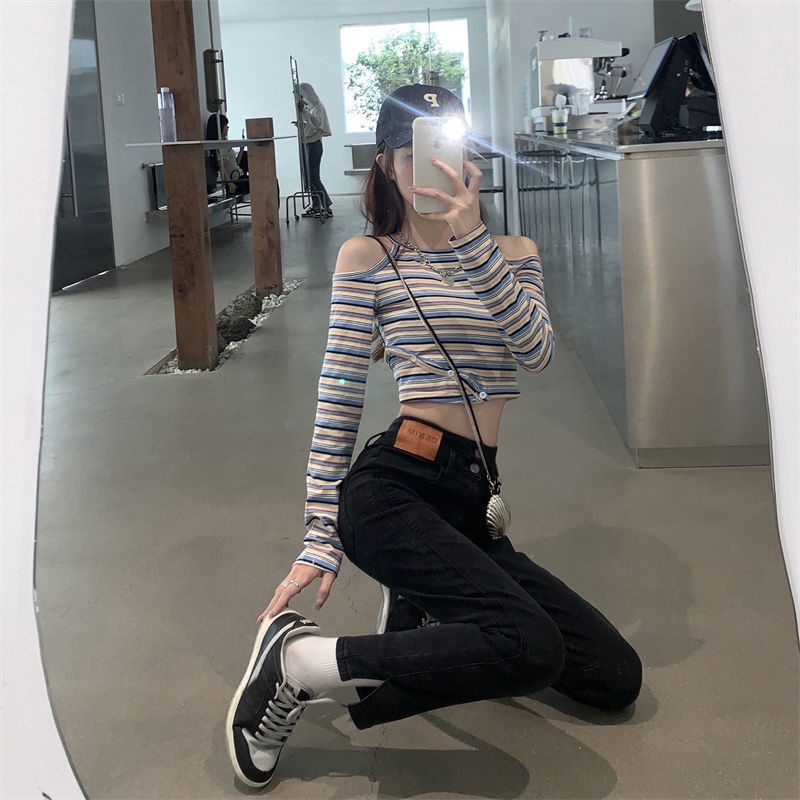 COZOK Quần jean xẻ tà lưng cao thời trang Versatile