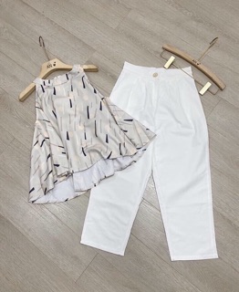 SET ÁO LỤA CỔ YẾM MIX QUẦN BAGGY ĐŨI