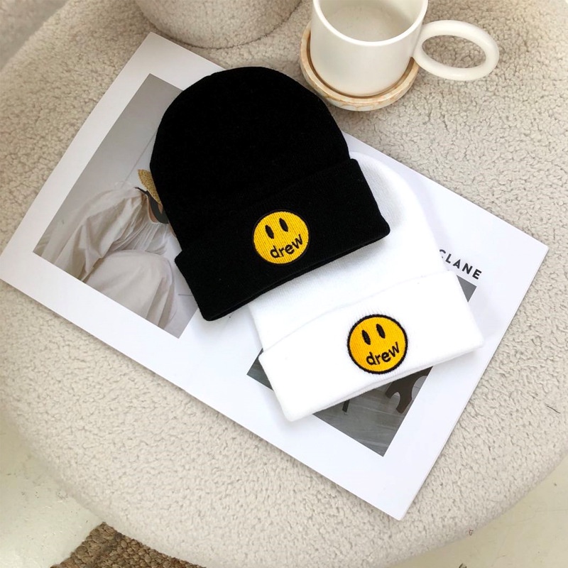 Nón len đi đà lạt mũ Beanie thêu hình mặt cười Drew form unisex nam nữ thời trang hip hop - ML04