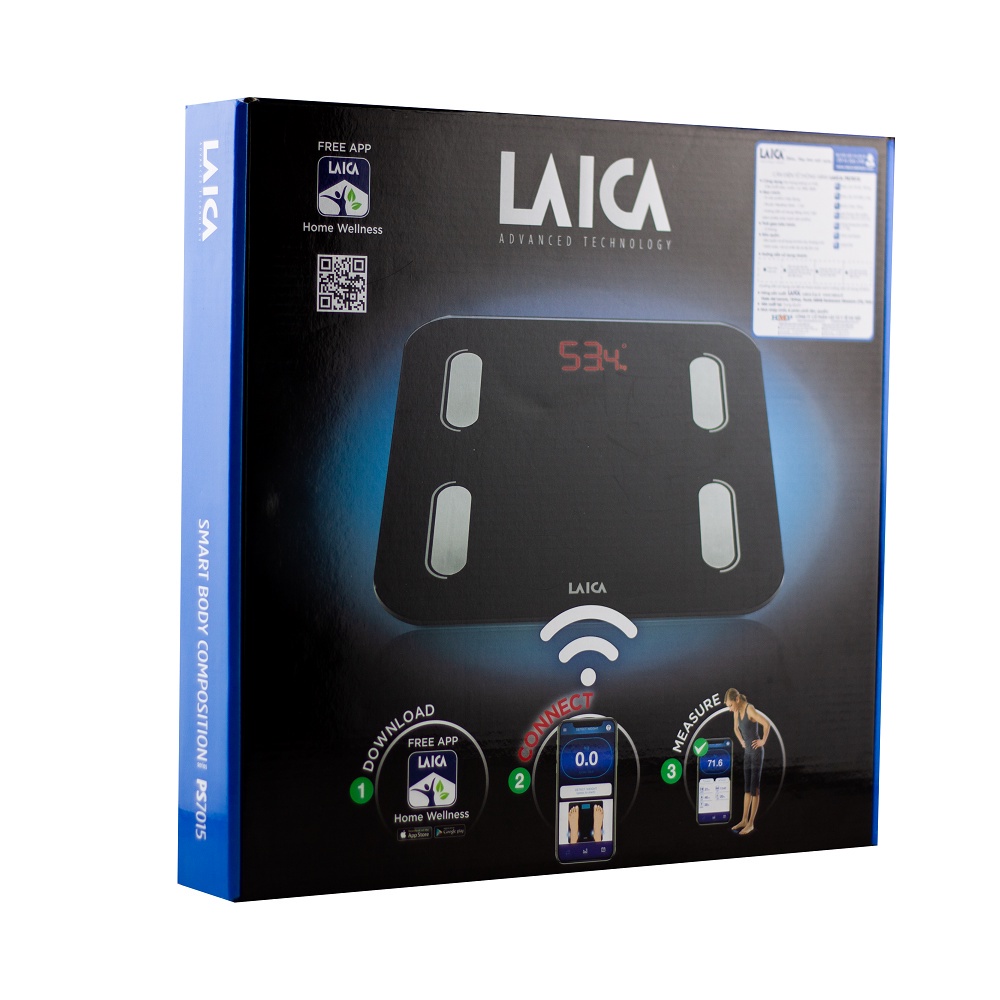 Cân điện tử sức khỏe thông minh Laica PS7015 - Cân đo 6 chỉ số