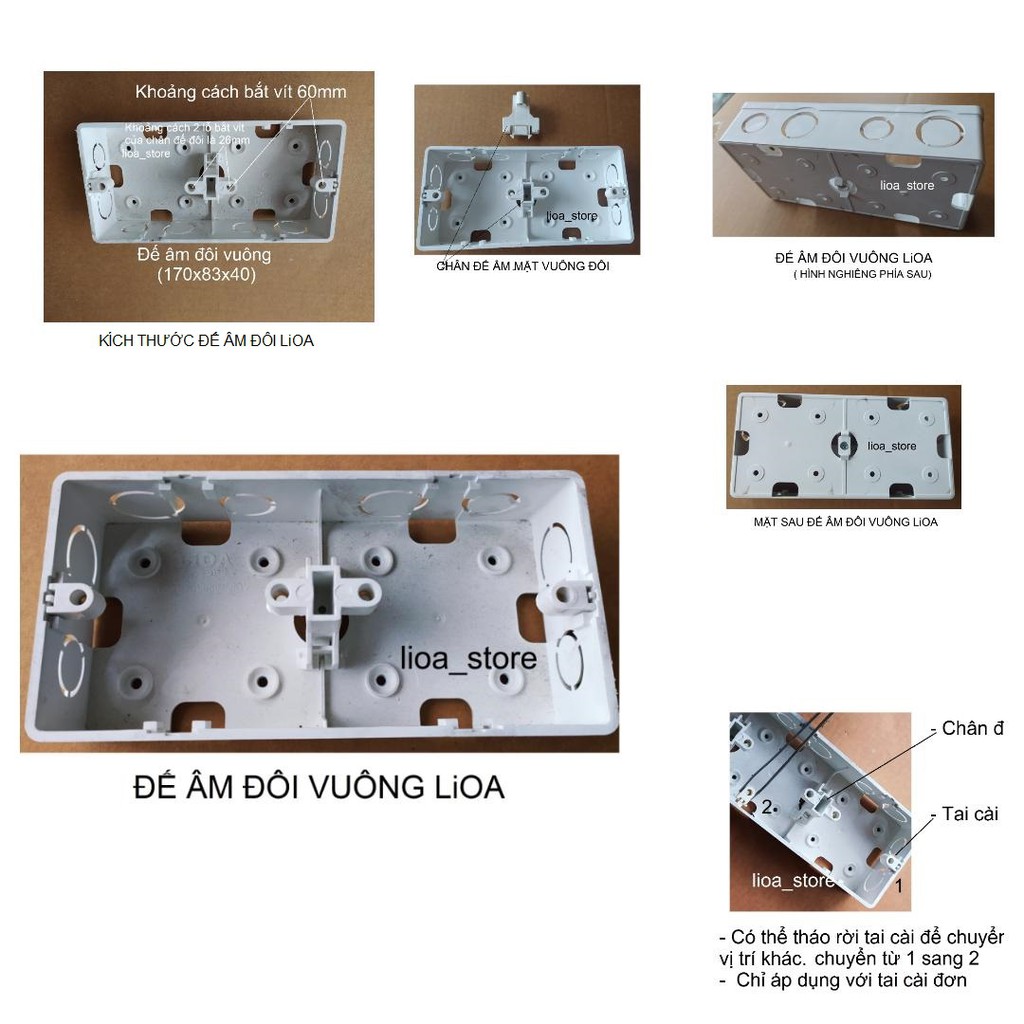 ĐẾ ÂM ( đôi, ba ) VUÔNG LiOA