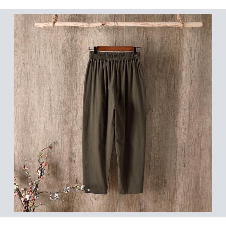 Quần baggy đũi xước nhật cạp chun form đẹp