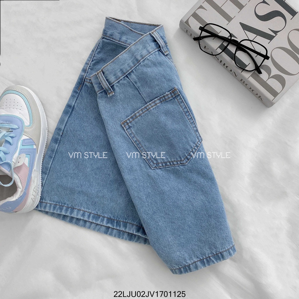 Quần ngố jean nữ trơn (không co giãn), quần bò ngố ống rộng lưng cao lai thường 681 nữ ulzzang VM STYLE 22SJU03JV2901