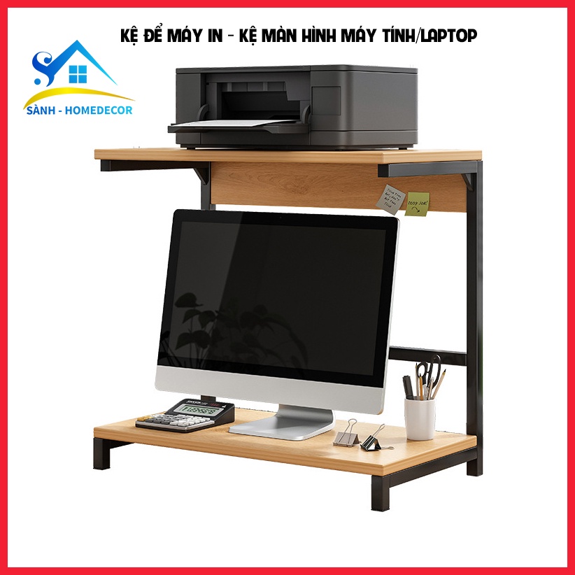 Kệ để máy in KMI03 khung sắt sơn tĩnh điện chống gỉ 60x30x55 cm- kệ để màn hình máy tính gỗ An Cường dày 17mm chắc chắn