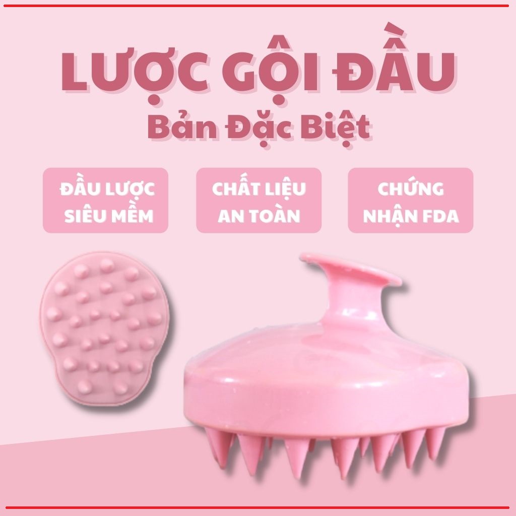 Lược Gội Đầu - Lược Silicon Massage Đầu Bản Đặc Biệt Mềm Mại Tránh Tổn Thương Da Đầu, Đạt Chứng Nhận An Toàn - XBO