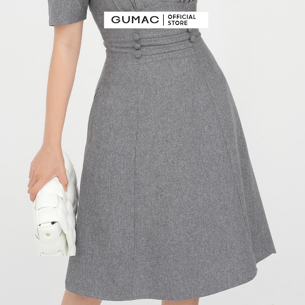 [Mã MABR07062 giảm 8% tối đa 50K đơn từ 249K] Đầm thiết kế nữ cổ V GUMAC màu xám kiểu dáng cúp ngực DB573 | BigBuy360 - bigbuy360.vn