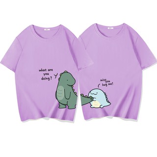 (HÀNG CAO CẤP) Áo thun unisex đôi khủng long màu tím cực HOT - GIá 1 áo