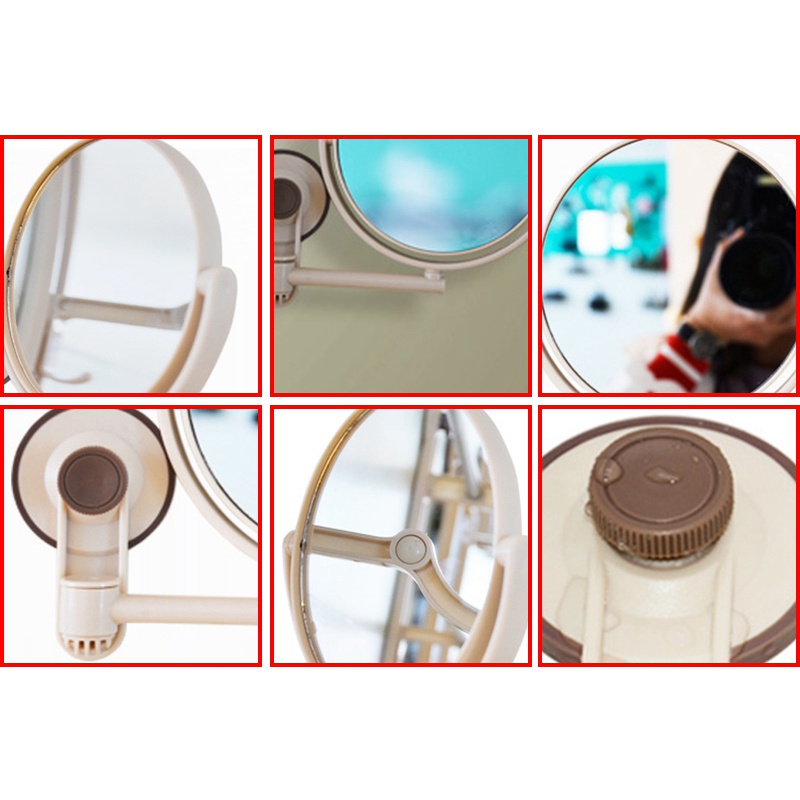 [Hàng mới về] Gương trang điểm hai mặt phóng đại 1X/3X thiết kế giác hút tiện lợi