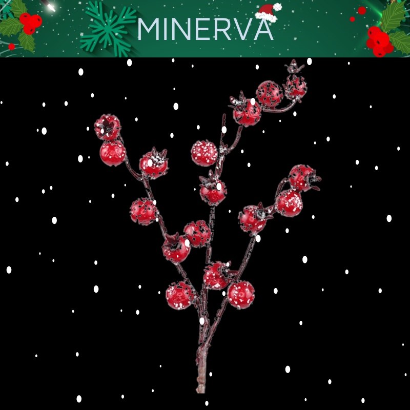 [CHRISTMAS] Cành quả cherry đỏ phủ tuyết nhân tạo trang trí giáng sinh