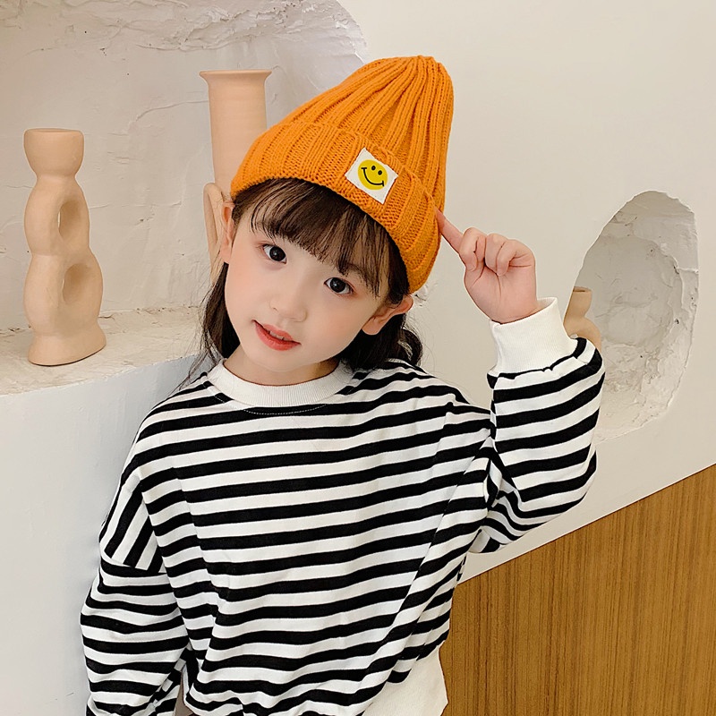 Mũ beanie dệt kim co giãn giữ ấm thời trang mùa đông cho bé