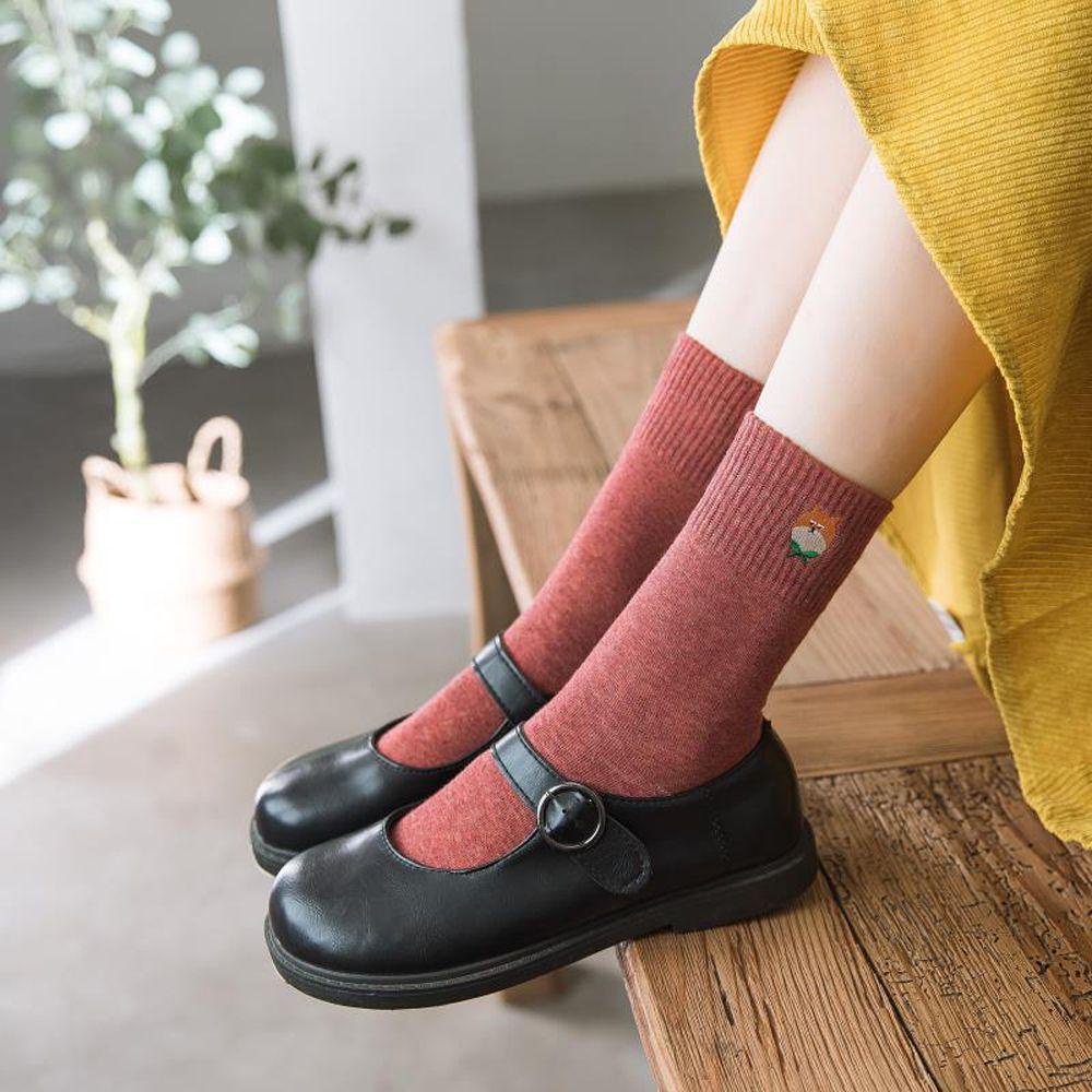 Vớ Nữ Thoáng Khí Thoải Mái Thêu Họa Tiết Dễ Thương Phong Cách Harajuku