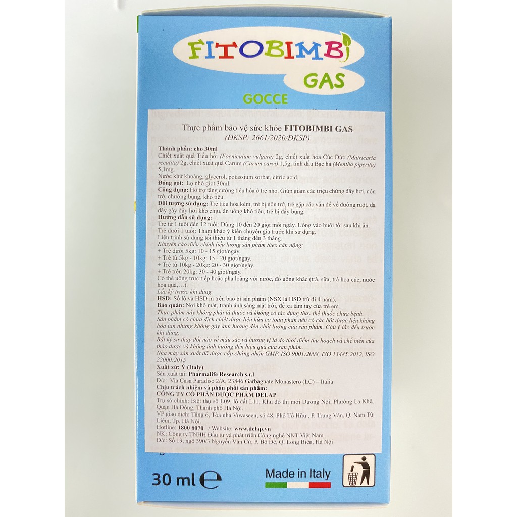 Fitobimbi Gas Bimbi.Giúp Bé Hết Nôn Trớ,Đầy Bụng Khó Tiêu,Rối Loạn Tiêu Hóa