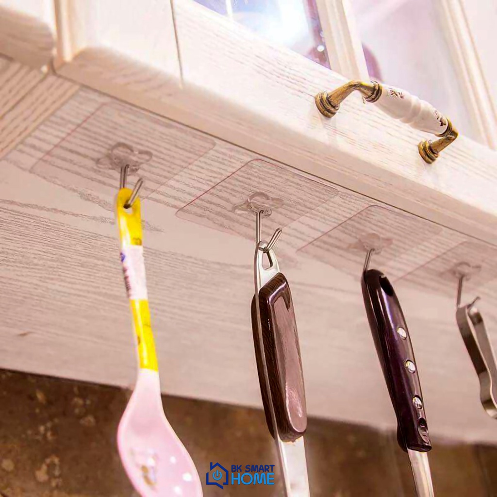 Combo 10 Móc Dính Dán Tường Trong Suốt Chịu Lực Tốt - Móc Nhựa Dán Tường Trong Suốt size 6x6 cm