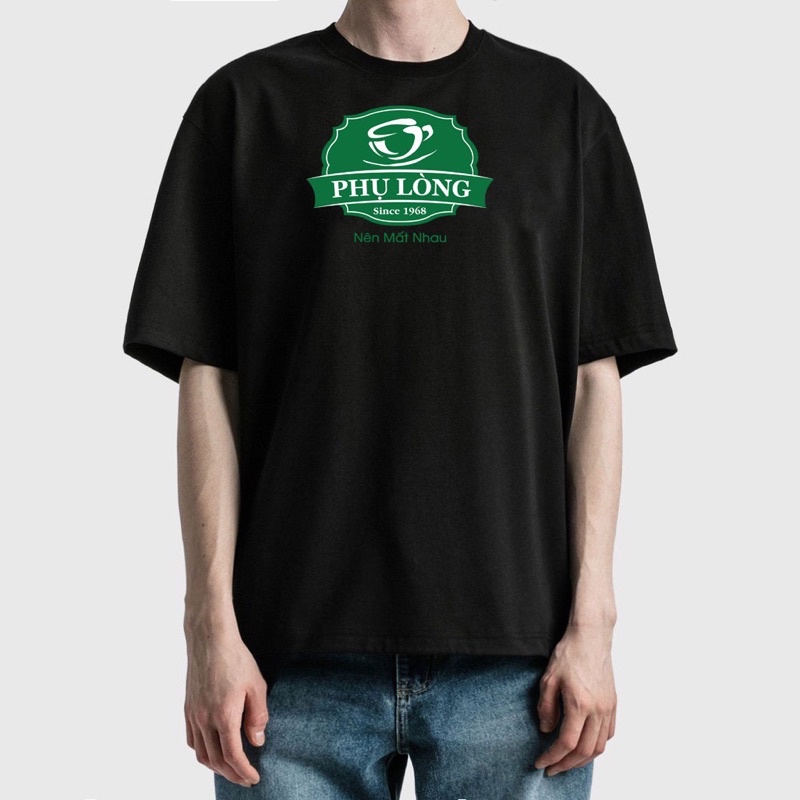 Áo Thun Phụ Lòng 100% Cotton Tay Lỡ Unisex - Đen/Trắng Cổ Tròn