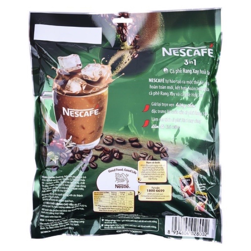 cafe rang xay hoà tan NESCAFE 3in1 bịch 46 gói*17gam