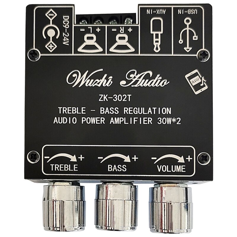 Mạch Khuếch Đại Âm Thanh 2.0 2.1 ZK-302 302T  Bluetooth 5.1 Chính Hãng Wuzhi