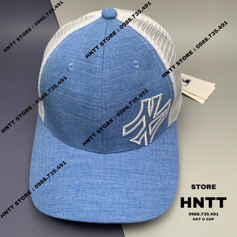 Mũ Lưỡi Trai Phối Lưới Jean Xanh Thêu NY Phá Cách Thời Trang Cao Cấp Nam Nữ