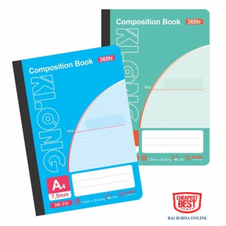 Sổ May Dán Gáy A4 Klong - 360 Trang; Ms 316, Giấy Trắng, Kẻ Ngang