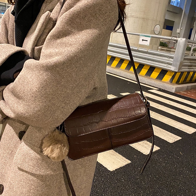 Túi Đeo Vai Họa Tiết Da Cá Sấu Phong Cách Âu Mỹ Cổ Điển Dành Cho Nữ