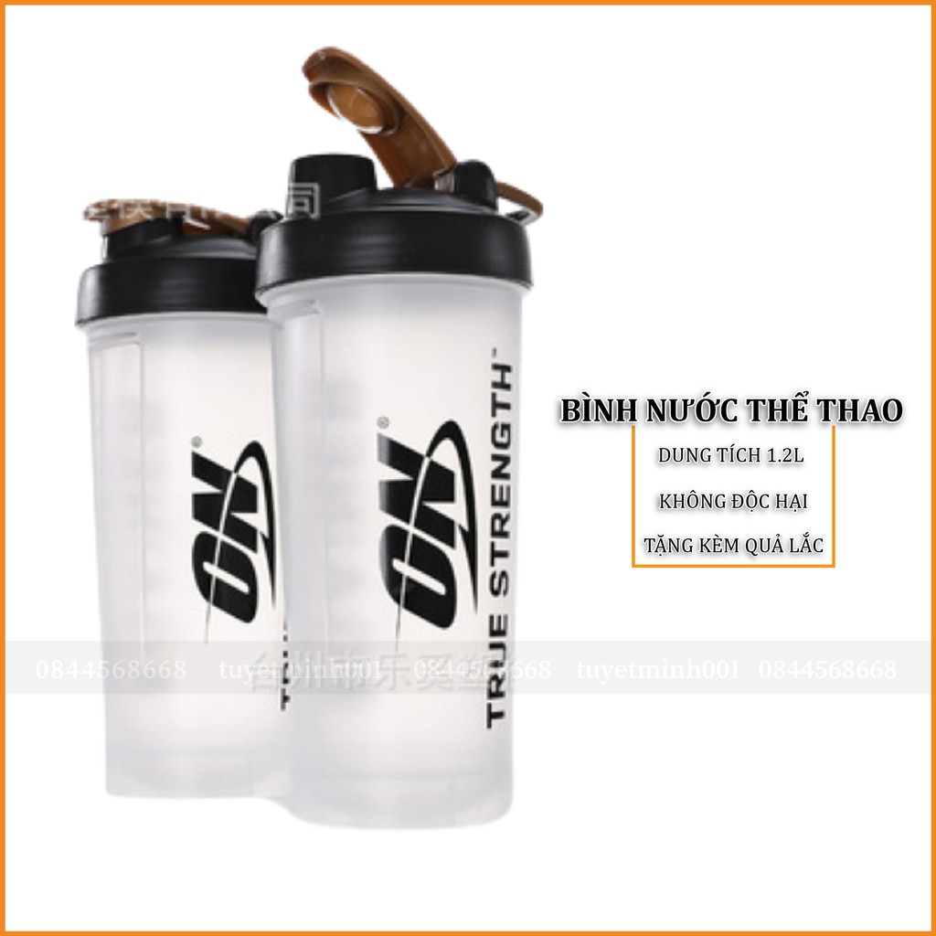 Bình Nước Thể Thao 1.2L, Chai Nước Tập Gym Cực Bền, Tặng Quả Lắc Lò Xo