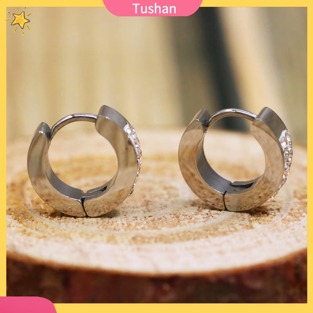 Đôi khuyên tai thời trang phối đá nhân tạo phong cách Punk cho nam nữ