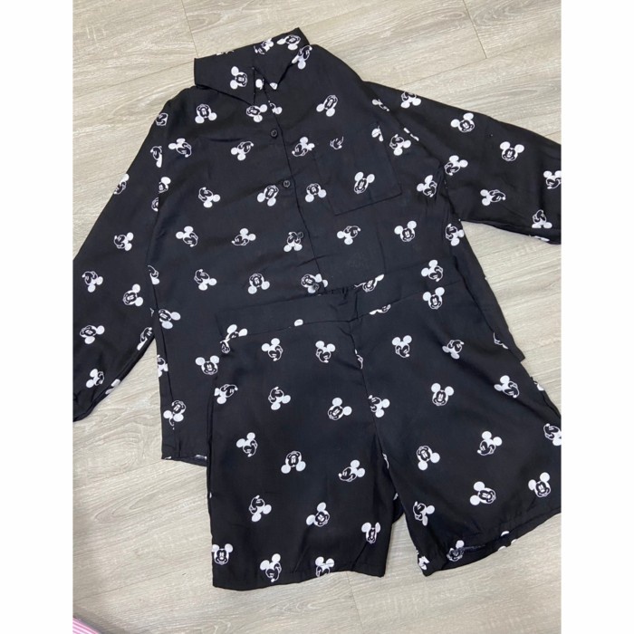 Bộ quần áo in hình chuột Mickey màu đen thời trang cá tính