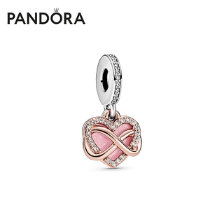 Hạt trang sức Pandora hình trái tim với biểu tượng vĩnh cửu sáng bóng