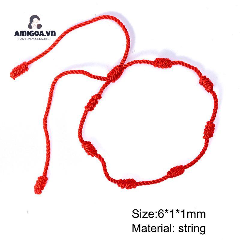 Vòng Đeo Tay Bện Dây Đỏ Bảy Phần Bảy Thắt Nút