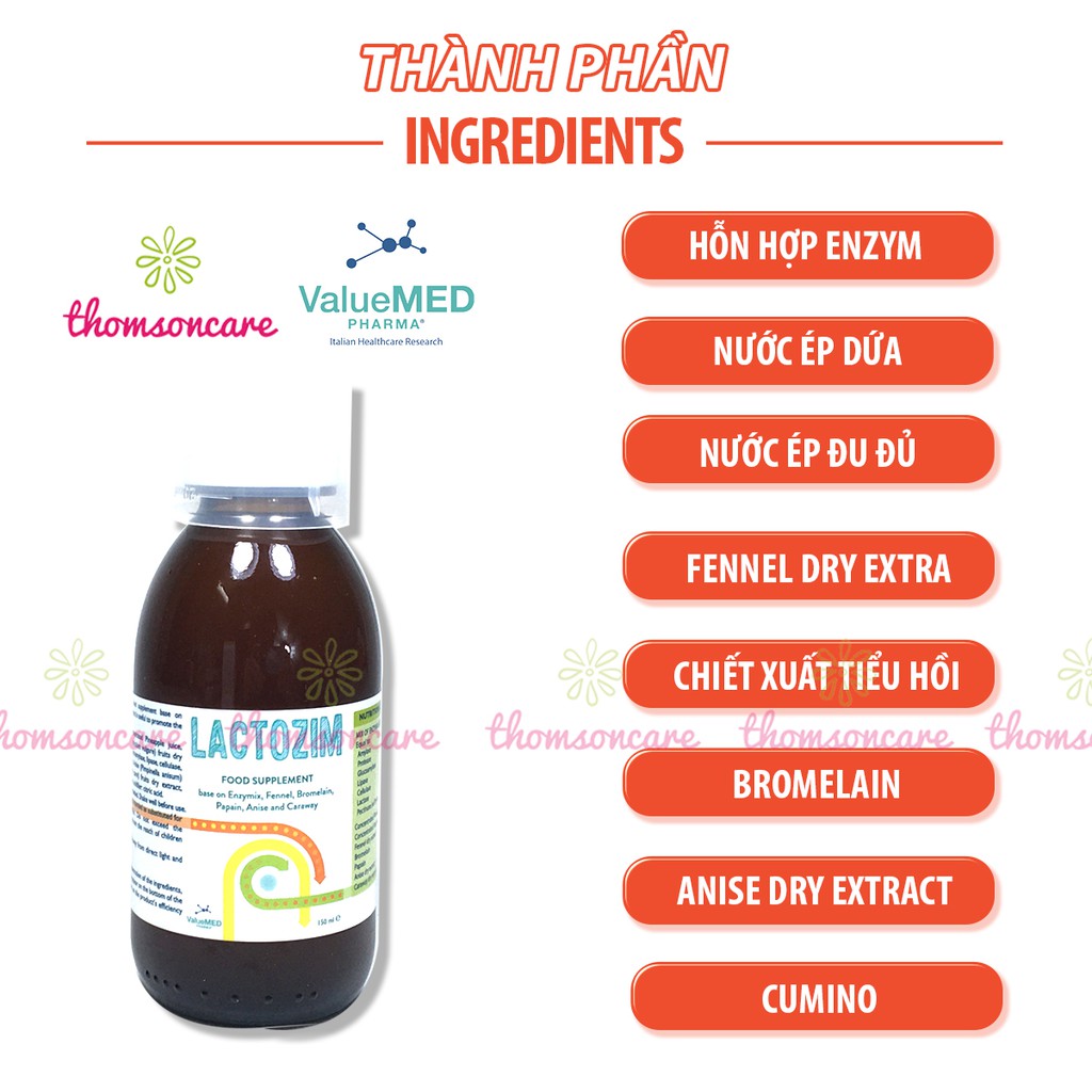 Lactozim - Bổ sung các enzym tiêu hóa giúp trẻ ăn ngon, hấp thụ tốt, giảm biếng ăn Lactozym nhập khẩu từ Ý