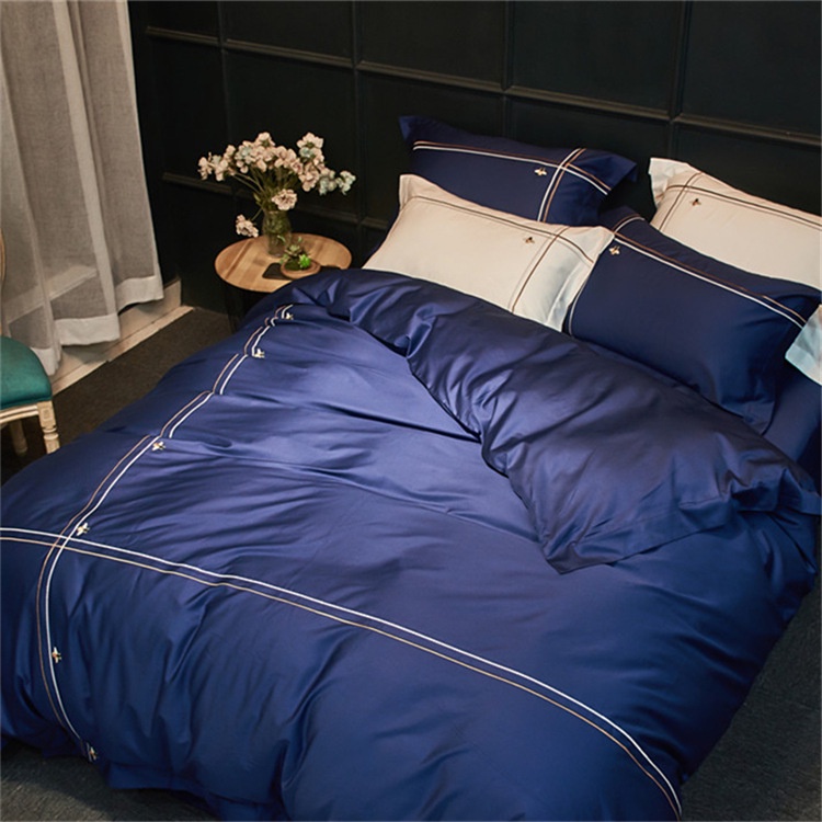 173119 Bộ chăn ga cưới chất cotton lụa thêu 4CT cao cấp hàng nhập 150-180x200cm