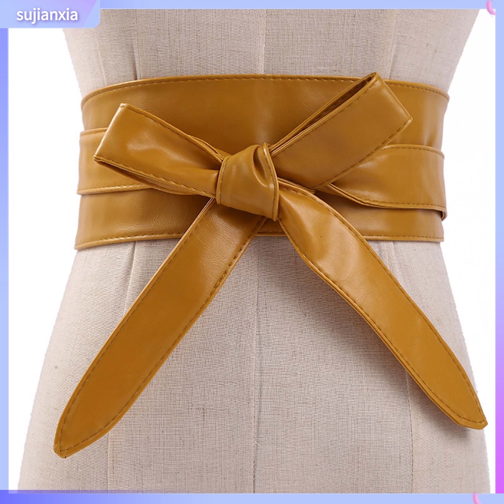 Sujianxia| Thắt Lưng Giả Da Màu Trơn Phong Cách Thanh Lịch Cho Nữ