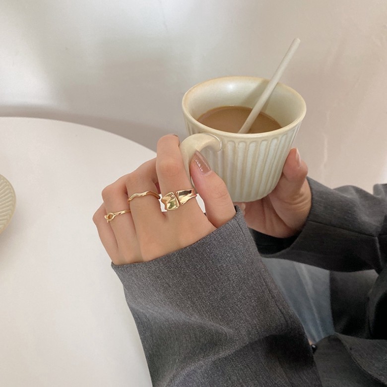 Bộ 3 nhẫn kiểu không đối xứng phong cách Hàn Quốc C56