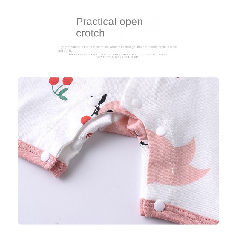 Bộ Áo Liền Quần Cotton Cổ Búp Bê Hoạt Hình Dễ Thương Cho Bé Trai Gái 0-24 Tháng Tuổi