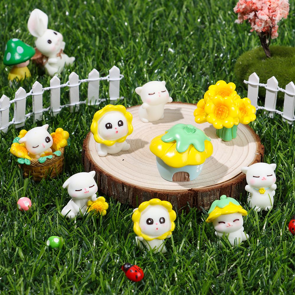 Đồ trang trí Mèo Và Hoa Hướng Dương Mini Dễ Thương Dùng Trang Trí Tiểu Cảnh/ Sân Vườn
