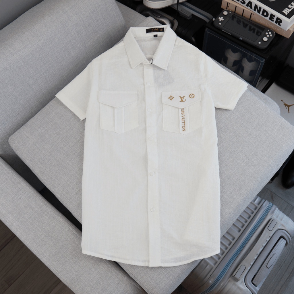 ÁO SƠ MI NAM CHẤT LIỆU ĐŨI LENIN  CAO CẤP  PHỐI TÚI THÊU HỌA TIẾT ĐẸP CÓ 5 MÀU TƯƠI SÁNG