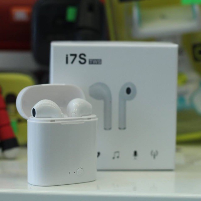Bộ Tai Nghe Bluetooth I7s TWS Chất Lượng Cao nghe cả 2 bên tai dùng cho mọi điện thoại và máy tính bảng - màu ngẫu nhiên