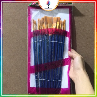 BỘ CỌ CÁN XANH 12 CÂY LÔNG VÀNG👨🏻‍🎨