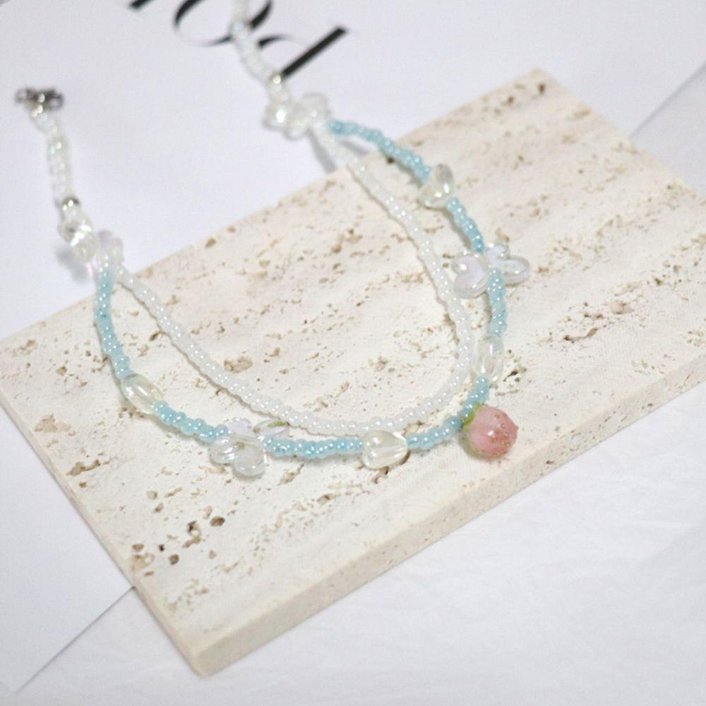 Vòng cổ Mặt Hình Trái Tim Và Bướm Bằng Nhựa Resin Đơn Giản Sáng Tạo Phong Cách Hàn Quốc Cho Nữ