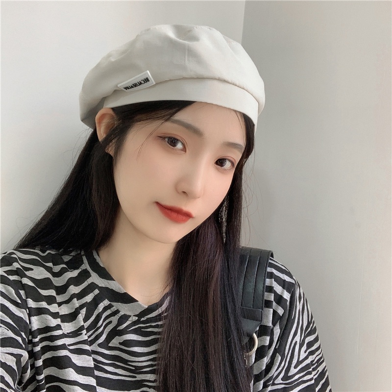 Mũ Beret Mỏng Thoáng Khí Màu Đen Phong Cách Nhật Bản Thời Trang Mùa Hè Cho Nữ