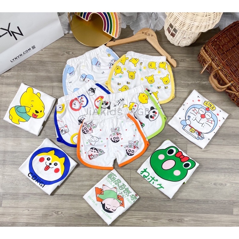 BLIN22 ba lỗ thun lạnh quần ngắn minkymom nền trắng in hình doremin Shin corgi cho trẻ 8kg đến 25kg