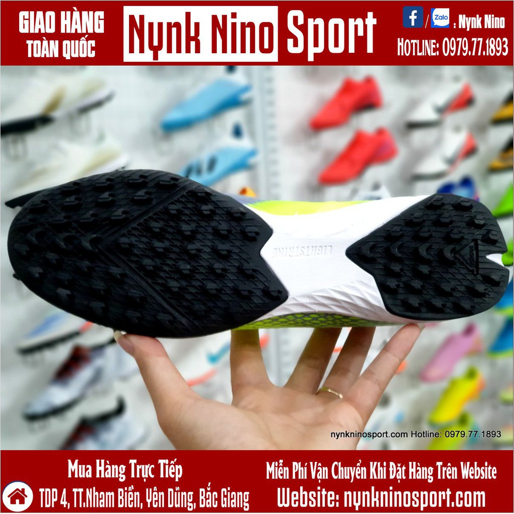 Giày Bóng Đá Adidas X Ghosted.3 Xanh Lá Vạch Tím HQ TF