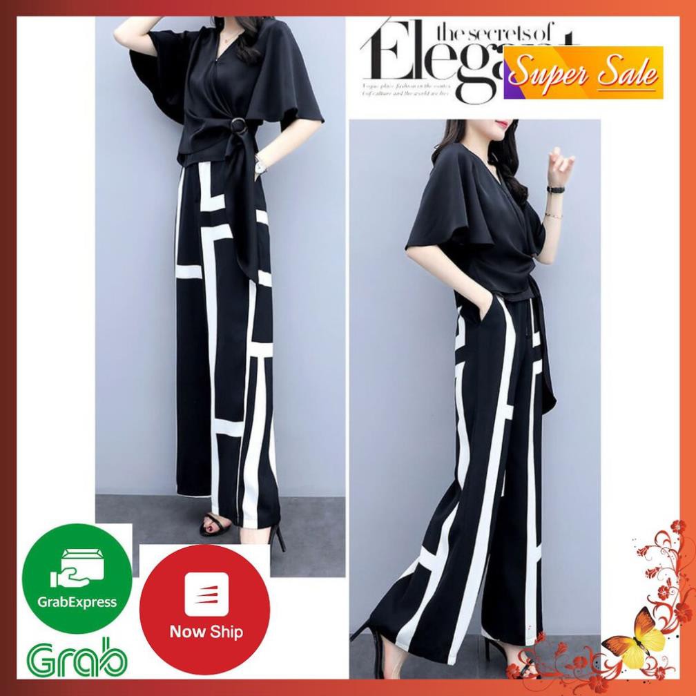 Set Bộ Cách Điệu Cao Cấp - Bộ Áo Lụa Tay Ngắn Quần Dài Xô Nhập Công Sở Siêu Sang Chảnh Cho Nàng Văn Phòng