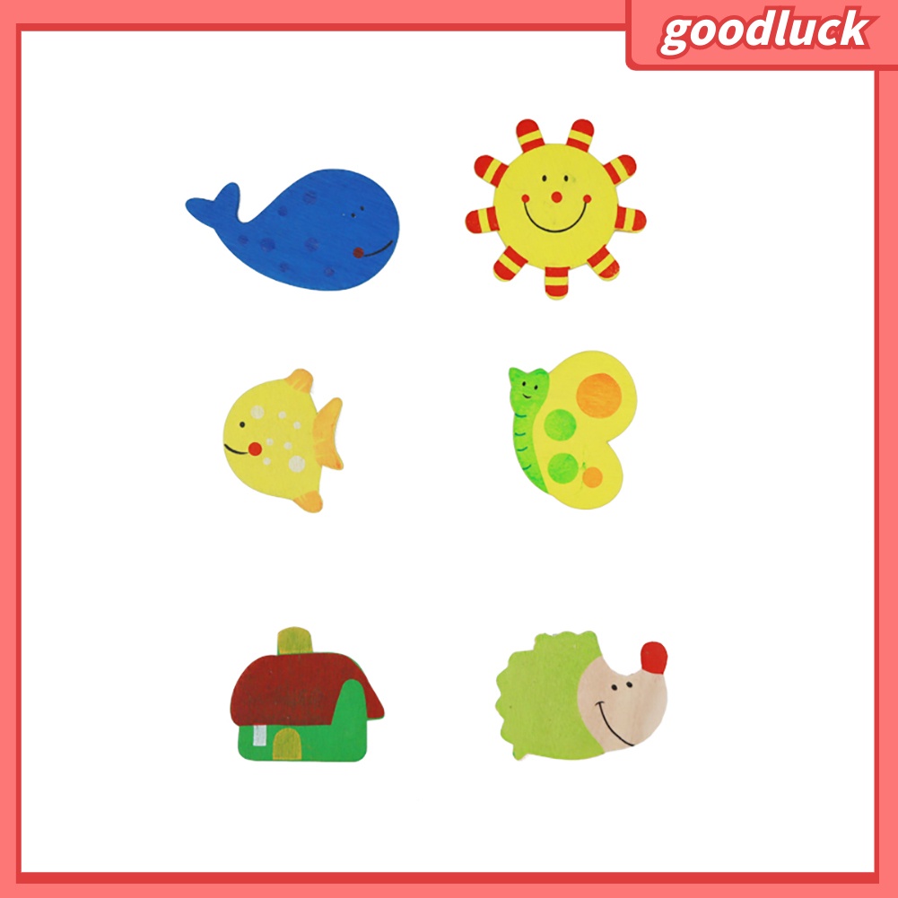 Bộ 12 miếng dán nam châm bằng gỗ hình hoạt hình mặt trời cá tính trang trí tủ lạnh cho bé