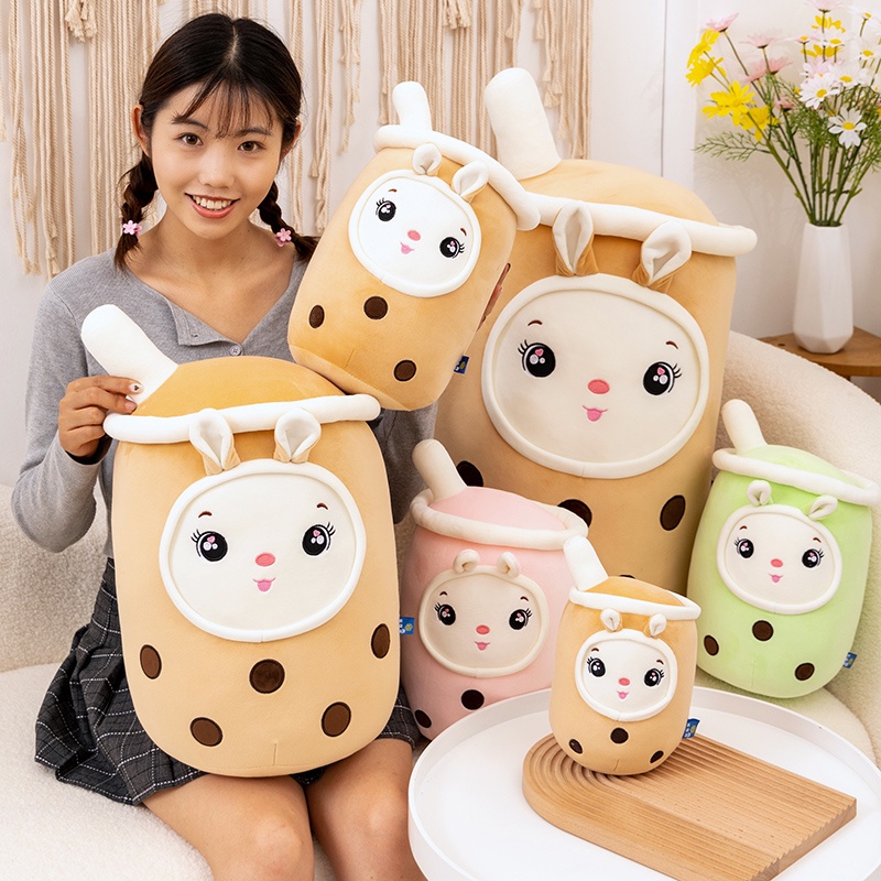 Mới!Boba Trà Sữa Plushie Đồ Chơi Nhồi Bông Mềm Mousse Trà Sữa Ôm Gối Bóng Bubo Chén Trà Đệm cho bé gái Quà tặng sinh nhật